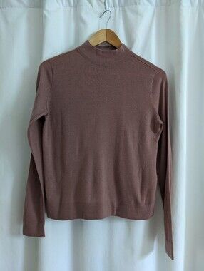 Vince Lightweight Mock Neck Sweater Mauve Dusty Pink Wool Cashmere Blend XS